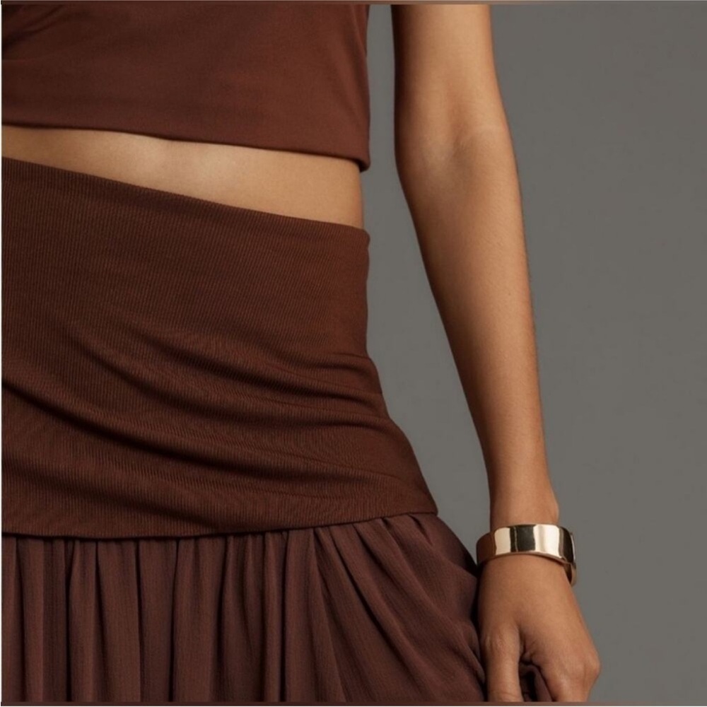 Anthropologie Dropped Yoke-Waist Maxi Skirt size large - Picture 4 of 7